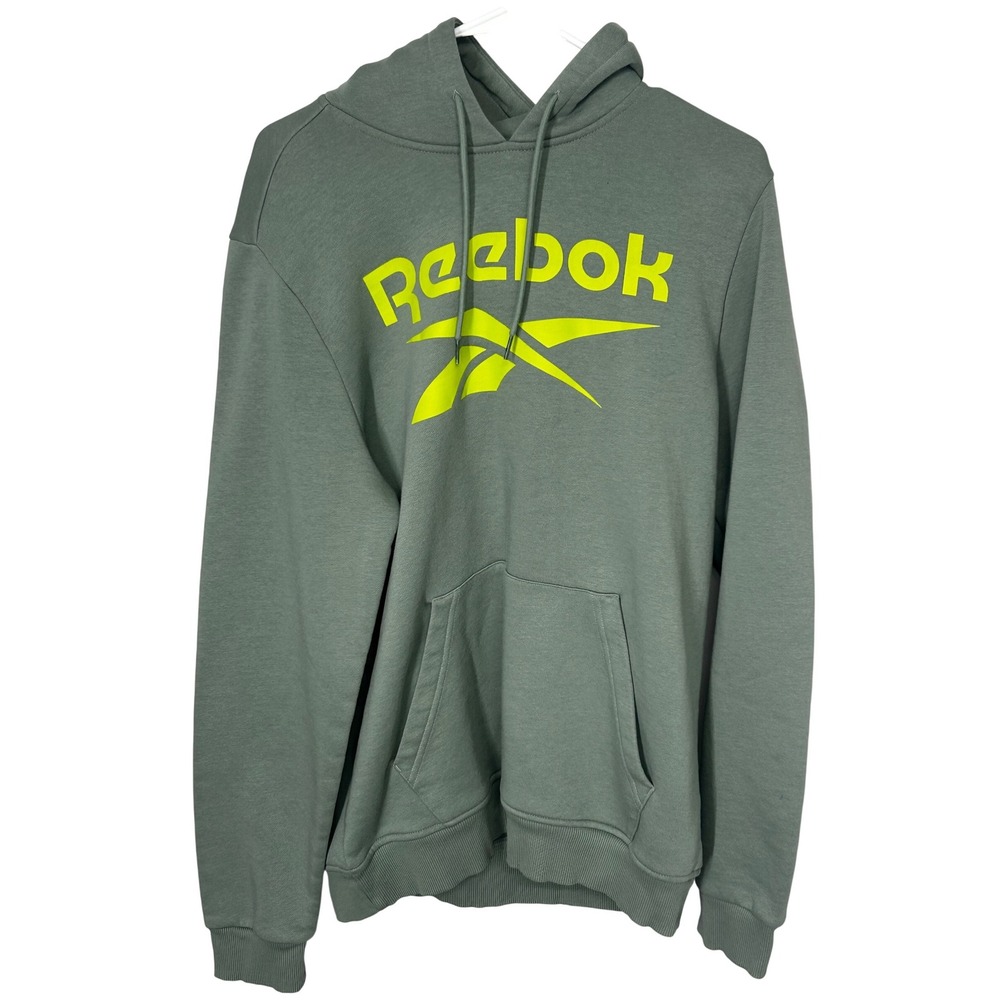 Reebok Green Hoodie Sweatshirt Bright Greenish-Yellow Logo Adult Size Medium - Picture 1 of 5